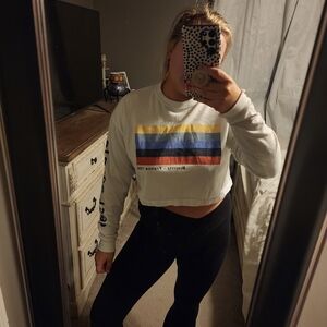 Brandy Melville White Long Sleeve with Stripes